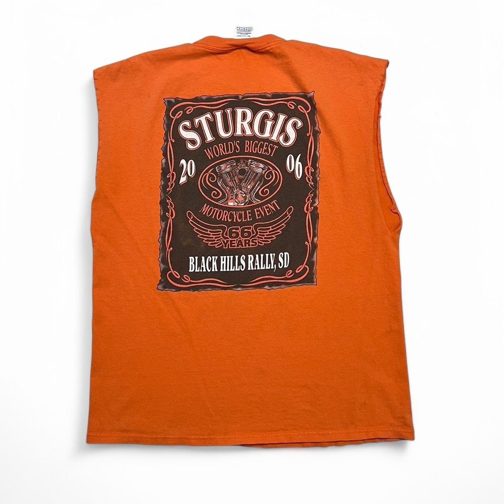Delta‎ Sleeveless Shirt Mens L Orange Sturgis 2006 Black Hills Rally Vintage Tee